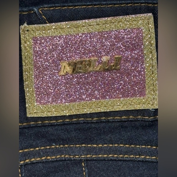 NWT Nelli Denim Jeans 9/10 Tall Skinny Bling Sparkly Dark Wash Pants 30x32 - Picture 8 of 10